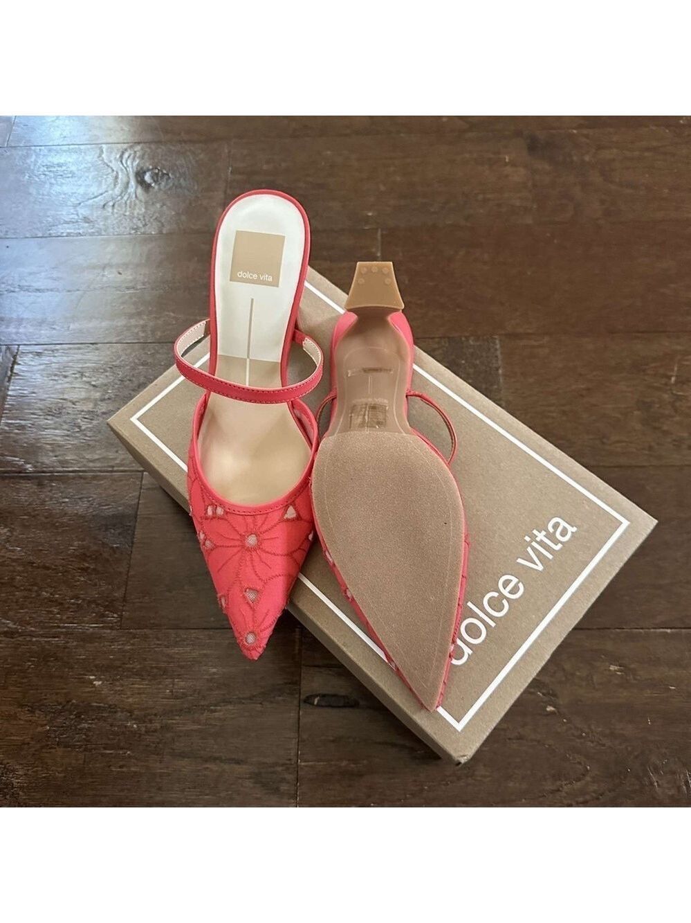 DOLCE VITA-Nalini Floral heels. 7.5- Coral Brand New - Picture 6 of 15